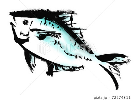 魚の和風の手書き 筆描きイラストのイラスト素材