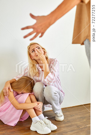 kid girl exhausted of hearing her parents yelling at each other kid girl exhausted of hearing her parents yelling at each other 72277255