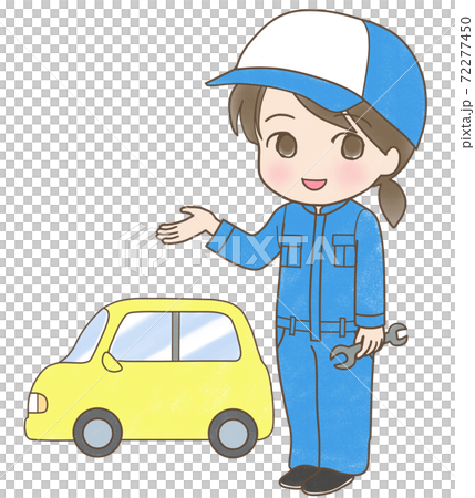 Illustration of a mechanic woman and a car Illustration of a mechanic woman and a car 72277450
