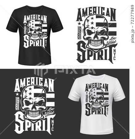 Tshirt print with skull, USA flag apparel design 72277989