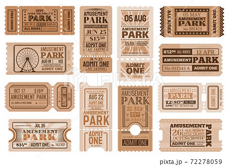 Amusement park ticket templates of circus showのイラスト素材 [72278059] - PIXTA