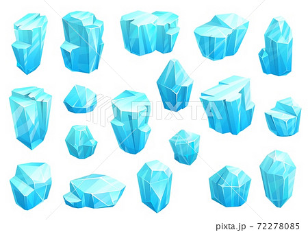 Ice crystals, blue magic gems vector icons set 72278085