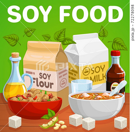 Soybean vegetarian food products vector banner 72278098