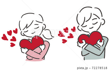Men And Women Hugging Hearts Stock Illustration