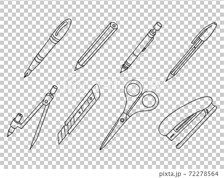 經營文具套裝圖線描圖標 72278564