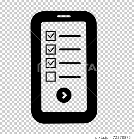 スマートフォンによるアンケートの白黒アイコン 72278875