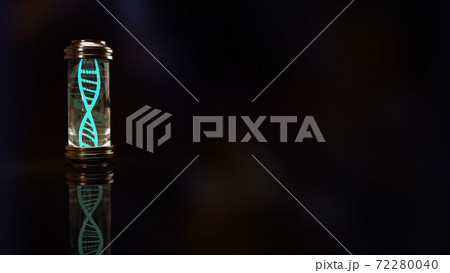 The dna in glass tube for sci and medical content 3d rendering. 72280040