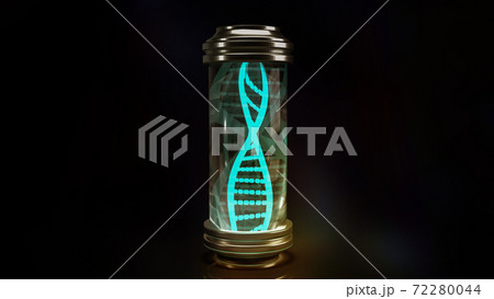 The dna in glass tube for sci and medical content 3d rendering. 72280044