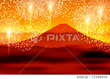 New Year Mt. Fuji fireworks background - Stock Illustration [72280619] -  PIXTA