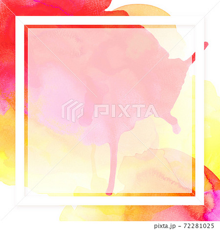 オレンジとピンクの水彩フレーム - 複数のバリエーションがあります 72281025