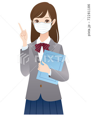 マスクをした女子生徒　説明 72281186