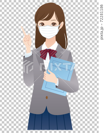 マスクをした女子生徒　説明 72281186