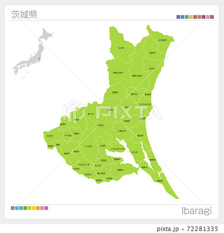 茨城県の地図・Ibaragi・市町村名（市町村・区分け）