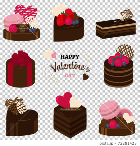 Valentine Chocolate Cake Set Stock Illustration