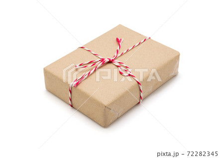 Gift box kraft on isolated on white background with romantic, presents for Christmas day. 72282345
