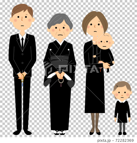 遺族　喪服の家族 72282369