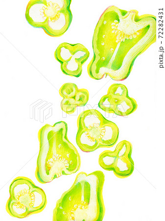 ピーマンの輪切りイラストのイラスト素材
