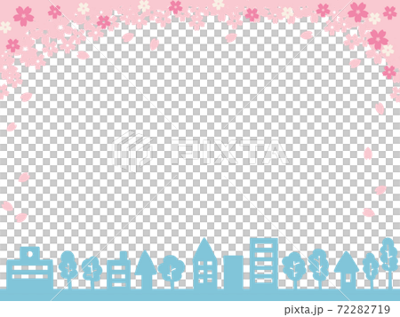 かわいい桜と街並みのフレーム 72282719