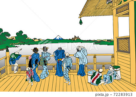 葛飾北斎イメージ五百らかん寺さざえどう明るいバージョン白バック 72283913