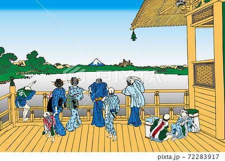 葛飾北斎イメージ五百らかん寺さざえどう明るいバージョン 葛飾北斎イメージ五百らかん寺さざえどう明るいバージョン 72283917