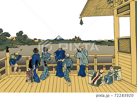 葛飾北斎イメージ五百らかん寺さざえどう白バック 72283920