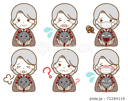 ウイルスと共に生きるスーツを着た老年女性 ウイルスと共に生きるスーツを着た老年女性 72284119