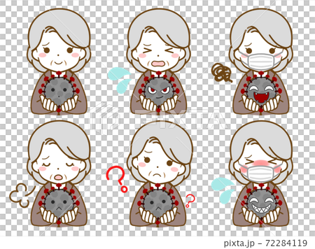 An old woman in a suit that lives with the virus An old woman in a suit that lives with the virus 72284119