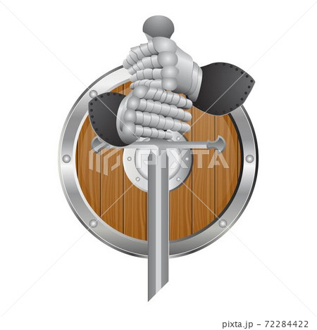 Knight gloves, sword and shield vector illustration isolated on white background Knight gloves, sword and shield vector illustration isolated on white background 72284422