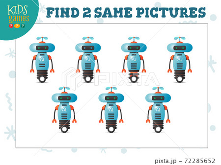 Find two same pictures kids game vector illustration. 72285652