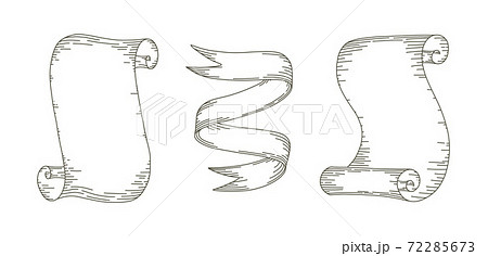 Parchment scrolls and sripes. Set of paper parchments and ribbon isolated in white background. Vector illustration Parchment scrolls and sripes. Set of paper parchments and ribbon isolated in white background. Vector illustration 72285673