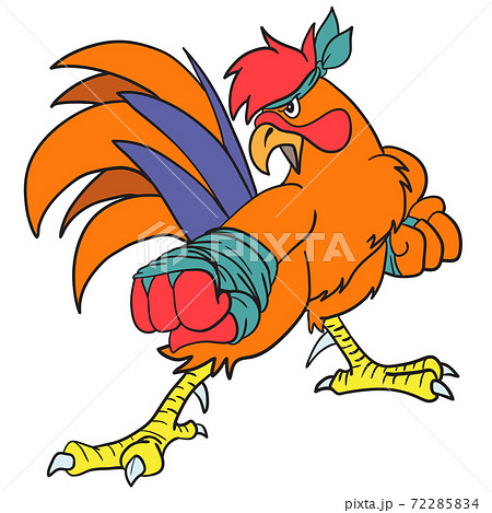 rooster practicing martial karate. doodle icon image 72285834