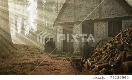 old wooden house in the autumn forest old wooden house in the autumn forest 72286949
