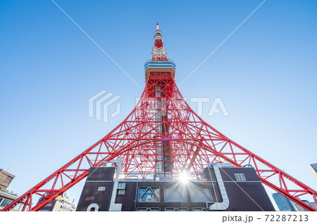 都市風景　青空と東京タワー 72287213