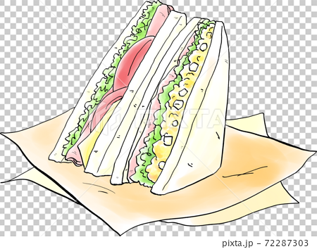サンドイッチの手描き風イラストのイラスト素材