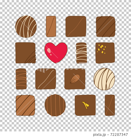 ボンボンショコラの手描き線画イラストセットのイラスト素材