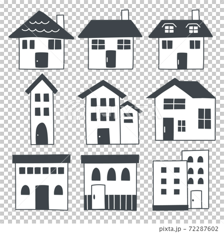 白黒の家のイラスト ベクターのイラスト素材