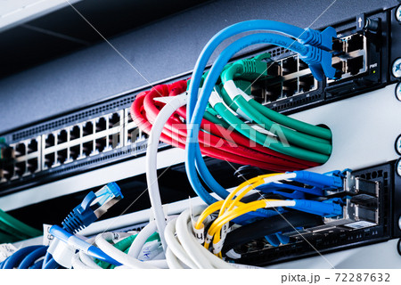 ethernet cables connected to server switch 72287632