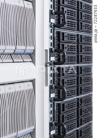 cluster of data storage SSD hard drives inside server rack cluster of data storage SSD hard drives inside server rack 72287633