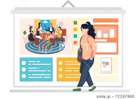 Girl With A Bag Goes Shopping Poster Depicting のイラスト素材