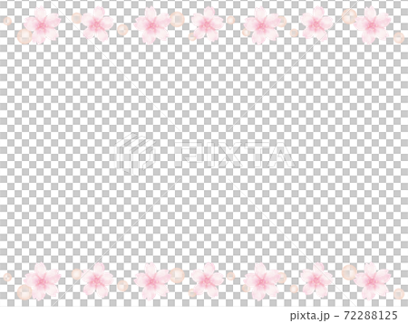 パステルカラーな桜と水玉のラインフレームのイラスト素材 パステルカラーな桜と水玉のラインフレームのイラスト素材