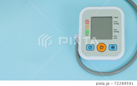 Electronic tonometer for measure blood pressure with blank monitor closeup. Space for text 72289591