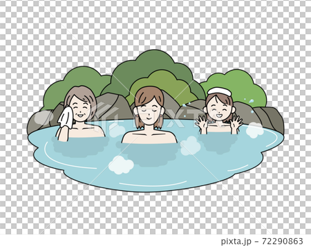 温泉に入る家族のイラスト 女湯のイラスト素材 温泉に入る家族のイラスト 女湯のイラスト素材