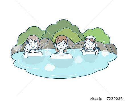 温泉に入る家族のイラスト 女湯 温泉に入る家族のイラスト 女湯 72290864