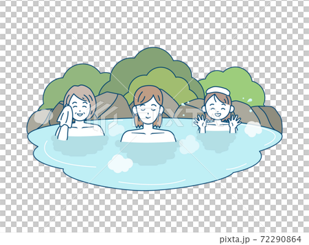温泉に入る家族のイラスト 女湯 温泉に入る家族のイラスト 女湯 72290864