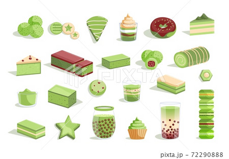 Matcha green tea and sweet dessert assortment set 72290888
