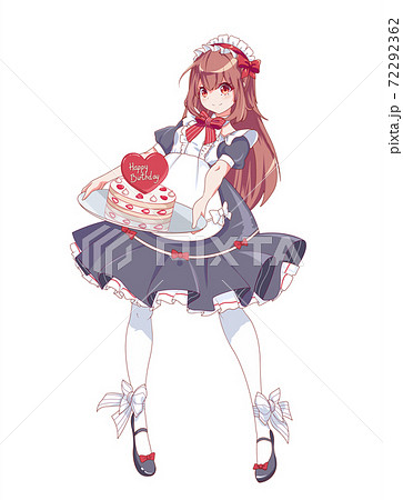 Anime Manga Girl Dressed As A Maid Waitress のイラスト素材