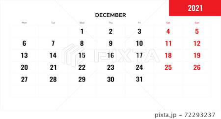 December month for 2021 year planning calendar. Vector illustration. December month for 2021 year planning calendar. Vector illustration. 72293237