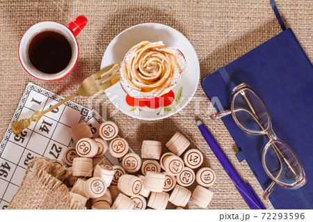 Board game lotto on sackcloth. 72293596