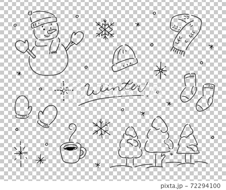 冬の手描きイラストセット/かわいい/雪/結晶/雪だるま/マフラー/手袋/靴下 冬の手描きイラストセット/かわいい/雪/結晶/雪だるま/マフラー/手袋/靴下 72294100