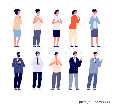 People clapping. Thankful business man, smiling women clap and support. Isolated office characters team applauding together utter vector set People clapping. Thankful business man, smiling women clap and support. Isolated office characters team applauding together utter vector set 72294533